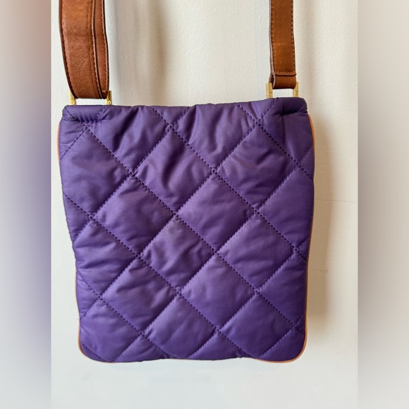Tory Burch Adorable Alice Purple and Brown Adjustable Quilted Nylon Bag GUC - Picture 5 of 10